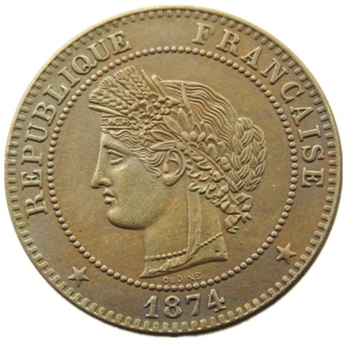 France 1874k 5 Centime third republic 100% Brass Copy Coins