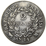France A Set Of(AN13 A M AN14 A M) 4pcs 2Francs Napoléon I Silver Plated Copy Coins