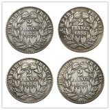France A set of(1853-1863A)4pcs 2Francs Napoleon III Silver Plated Copy Coins
