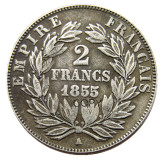 France A set of(1853-1863A)4pcs 2Francs Napoleon III Silver Plated Copy Coins