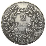 France AN14 A 2Francs Silver Plated Copy Coins
