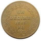 France 1815BB 1 Décime - Louis XVIII 100% Brass Copy Coins