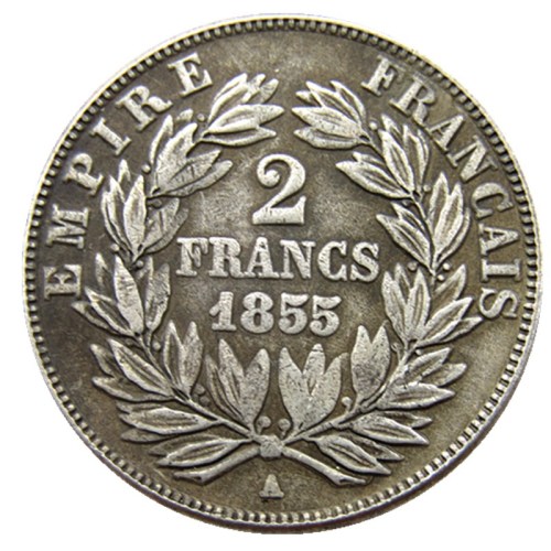 France 1855a 2Francs Silver Plated Copy Coins