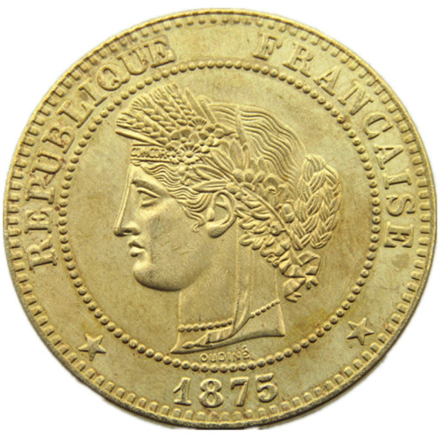 France 1875A 10 Centime third republic 100% Brass Copy Coins