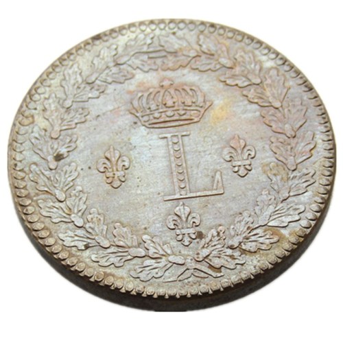 France 1815BB 1 Décime - Louis XVIII 100% Brass Copy Coins