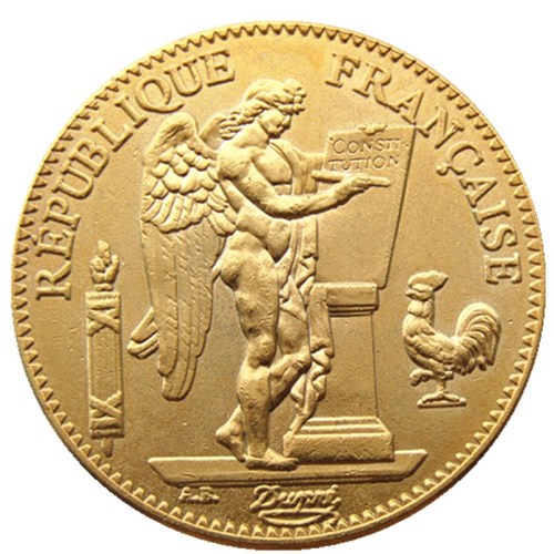 France 1878 Third Republic 100 Francs Gold Plated Copy Decorate Coin