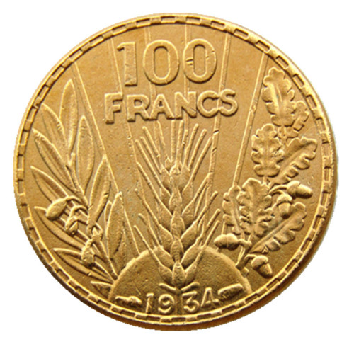 France 100 Francs Third Republic 1934 Gold Plated Copy Coin