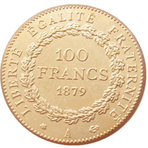 France 1879 Third Republic 100 Francs Gold Plated Copy Decorate Coin
