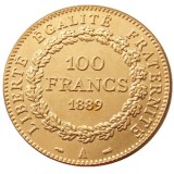 France 1889A Third Republic 100 Francs Gold Plated Copy Decorate Coin