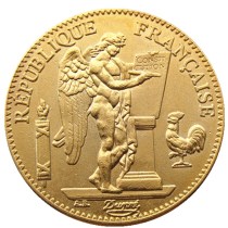 France 1881 Third Republic 100 Francs Gold Plated Copy Decorate Coin