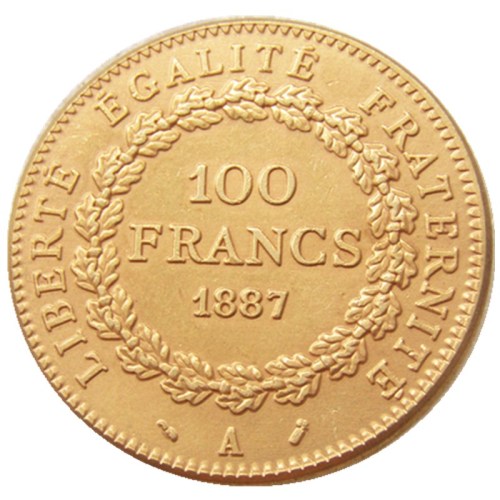 France 1887A Third Republic 100 Francs Gold Plated Copy Decorate Coin