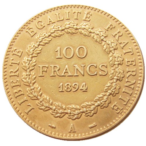France 1894A Third Republic 100 Francs Gold Plated Copy Decorate Coin
