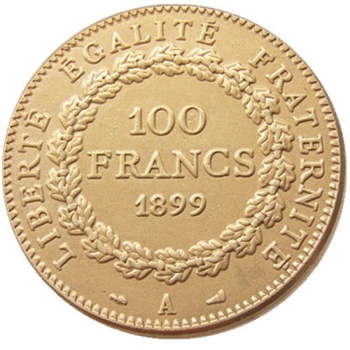 France 1899A Third Republic 100 Francs Gold Plated Copy Decorate Coin