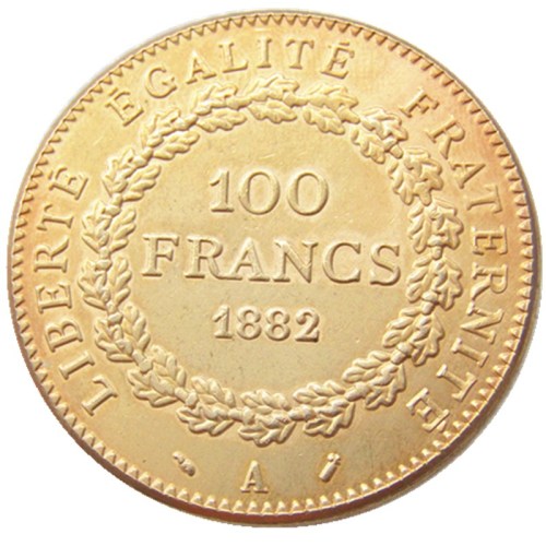 France 1882 Third Republic 100 Francs Gold Plated Copy Decorate Coin