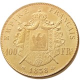 France 1858B 100 Francs Napoleon III Gold Plated Copy Decorate Coin