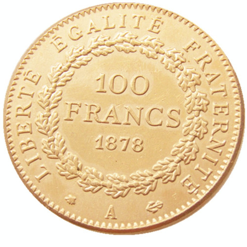 France 1878 Third Republic 100 Francs Gold Plated Copy Decorate Coin