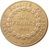 France 1902A Third Republic 100 Francs Gold Plated Copy Decorate Coin