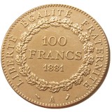 France 1881 Third Republic 100 Francs Gold Plated Copy Decorate Coin