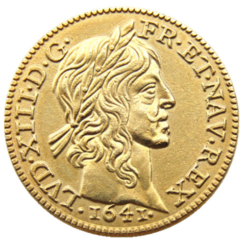 France 1641 1/2 Louis Gold Plated Copy Coins