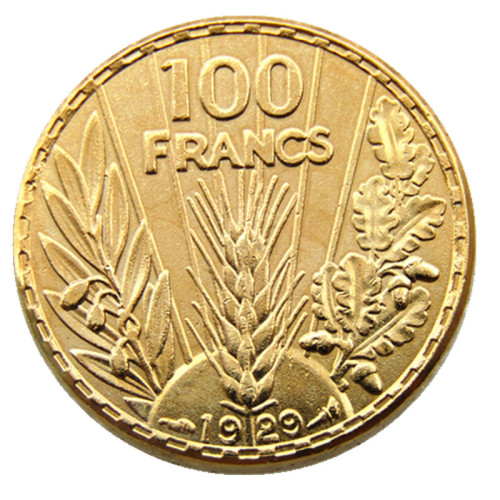 France 100 Francs Third Republic 1929 Gold Plated Copy Coin