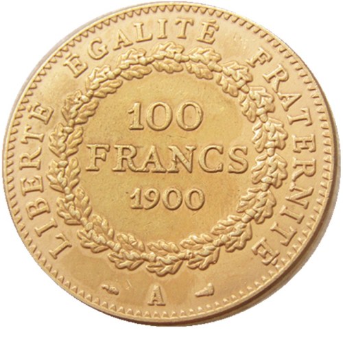 France 1900A Third Republic 100 Francs Gold Plated Copy Decorate Coin