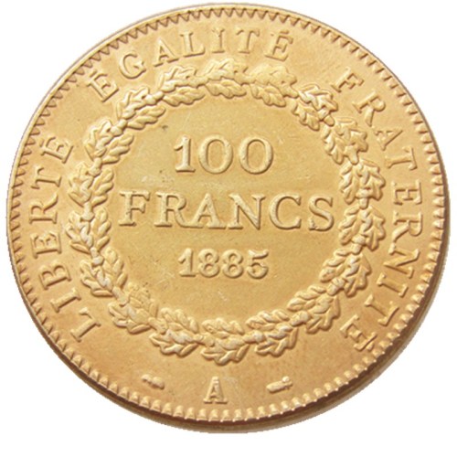France 1885 Third Republic 100 Francs Gold Plated Copy Decorate Coin