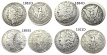 US Mix 4pcs Morgan Dollar Off-Center Silver Plated Copy Coin