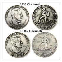 USA 1936/1936-S 50C Cincinnati Commemorative Half Dollars Silver Plated Copy Coins