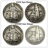 Copy USA 1935/1936D San Diego Commemorative Half Dollars Silver Plated Copy Coins