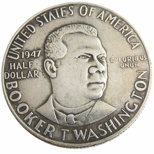 US 1947 PSD 50C Booker T. Washington Half Dollar Silver Plated Copy Coin