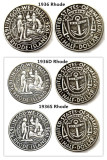 USA 1936 P-S-D 50C Rhode Island Commemorative Half Dollars Silver Plated Copy Coins