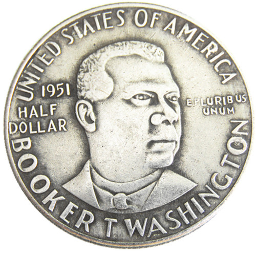 US 1951 PSD 50C Booker T. Washington Half Dollar Silver Plated Copy Coin