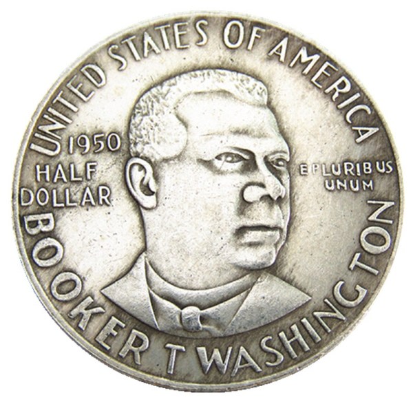 US 1950 PSD 50C Booker T. Washington Half Dollar Silver Plated Copy Coin