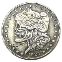 Hobo Morgan Dollar1921/1921 Skull Zombie Skeleton Silver Plated Copy Coins