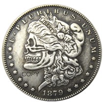 Hobo Morgan Dollar 1879P/CC/S/O Skull Zombie Skeleton Different Types , Back Silver Plated Copy Coins