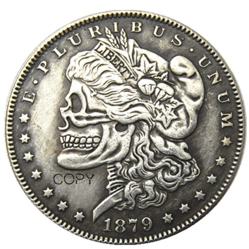 Hobo Morgan Dollar1878/ 1879 Skull Zombie Skeleton Silver Plated Copy Coins
