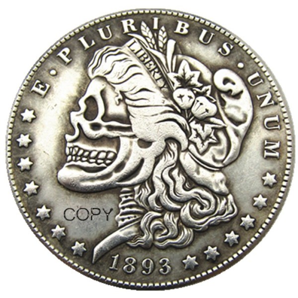 Hobo Morgan Dollar1893/ 1922 Peace Dollar Skull Zombie Skeleton Silver Plated Copy Coins