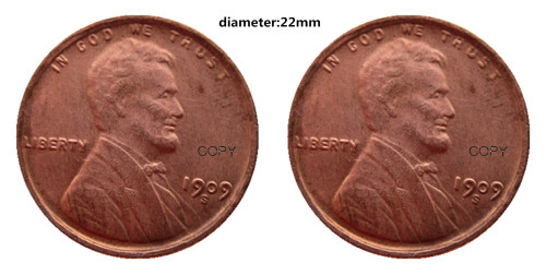 USA 3pcs/lot 1909s Wheat Cent Two Faces Just For Fidget Spinner DIY 100% Copper Copy Coin(Diameter:22mm)