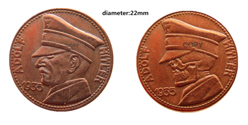 Germany 3pcs/lot Hilter Two Faces Just For Fidget Spinner DIY 100% Copper Copy Coin(Diameter:22mm)