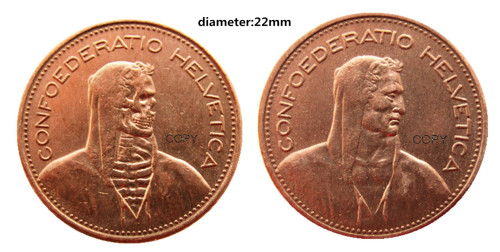 Switzerland 3pcs/lot Two Faces Just For Fidget Spinner DIY 100% Copper Copy Coin(Diameter:22mm)