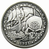 HB67 HOBO US Morgan Silver Plated Dollar skull zombie skeleton Copy Coin