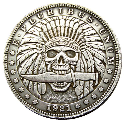 HOBO US Morgan Silver Plated Dollar skull zombie skeleton Copy Coin Type70