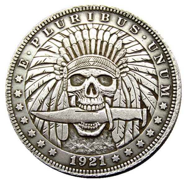 HOBO US Morgan Silver Plated Dollar skull zombie skeleton Copy Coin Type70