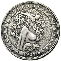 HOBO US Morgan Silver Plated Dollar skull zombie skeleton Copy Coin Type76