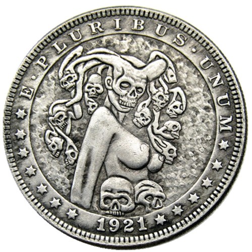 HOBO US Morgan Silver Plated Dollar skull zombie skeleton Copy Coin Type76