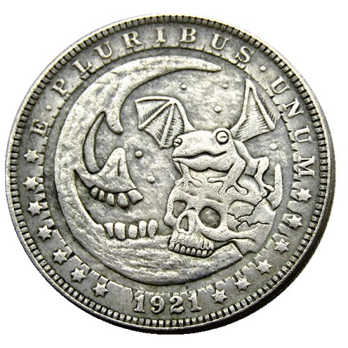 HOBO US Morgan Silver Plated Dollar skull zombie skeleton Copy Coin Type72