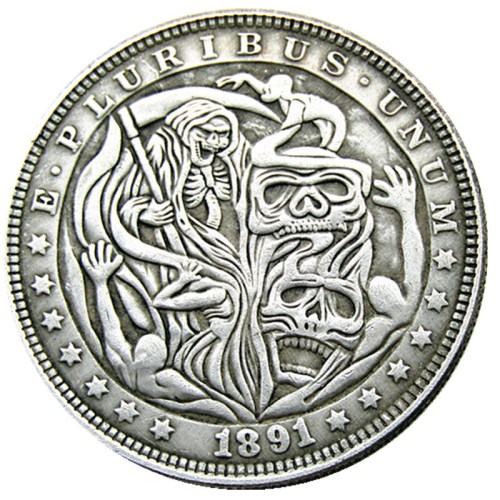 HOBO US Morgan Silver Plated Dollar skull zombie skeleton Copy Coin Type68