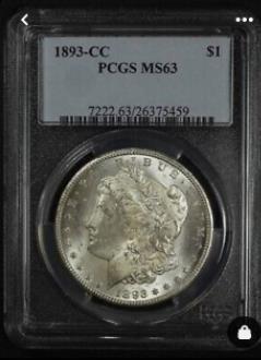 Copy US Coin PCGS 1893-CC MS63 $1 Morgan Dollar Silver Coins Currency Senior Transparent Box