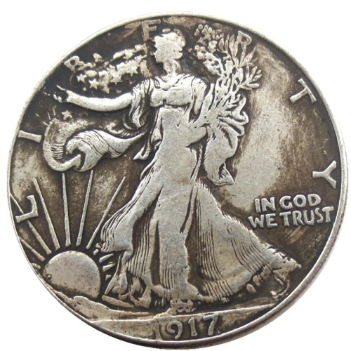 US 1917-D 50C Reverse (Regular Strike) Half Dollar Silver Plated Copy Coins