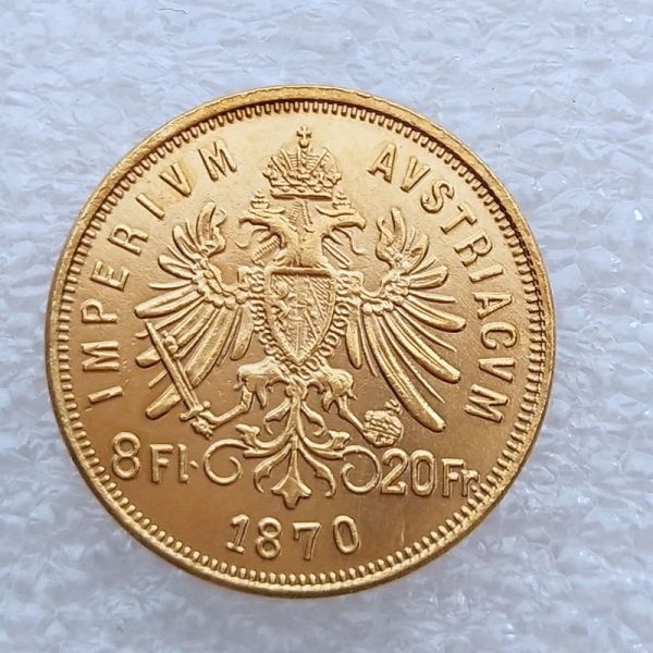 Copy Austria 8 Florins -Franz Joseph I 1870 Diameter 21MM Pure Gold-Plated Coins